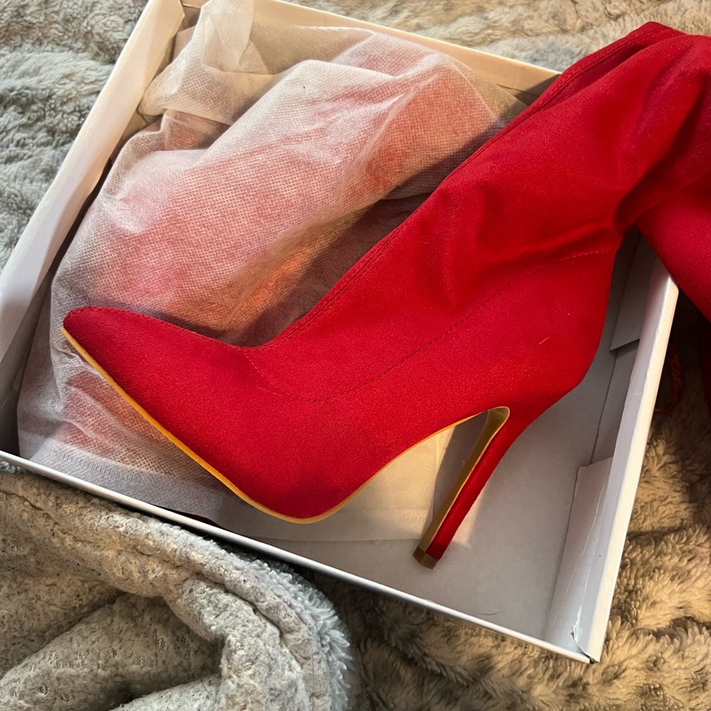 Elegant Red Stiletto Boots